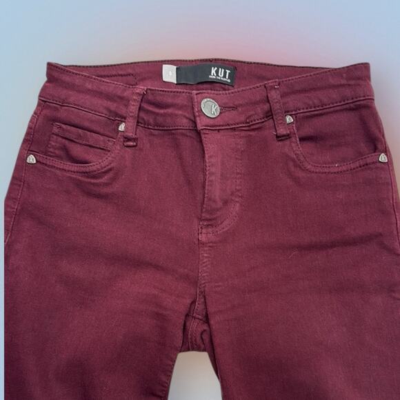 KUT Women’s 0 Burgundy Skinny Ankle Jeans - Picture 1 of 4